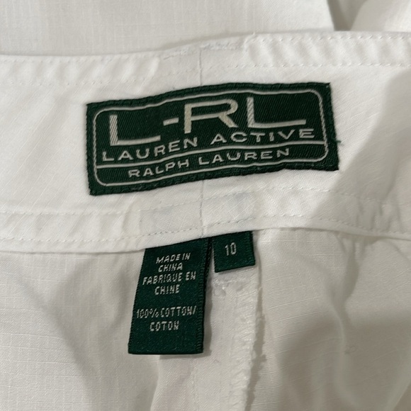 Ralph Lauren L-RL Lauren Active Y2K Vibe White Cargo Pants Drawstring Hem 10 - Picture 9 of 11